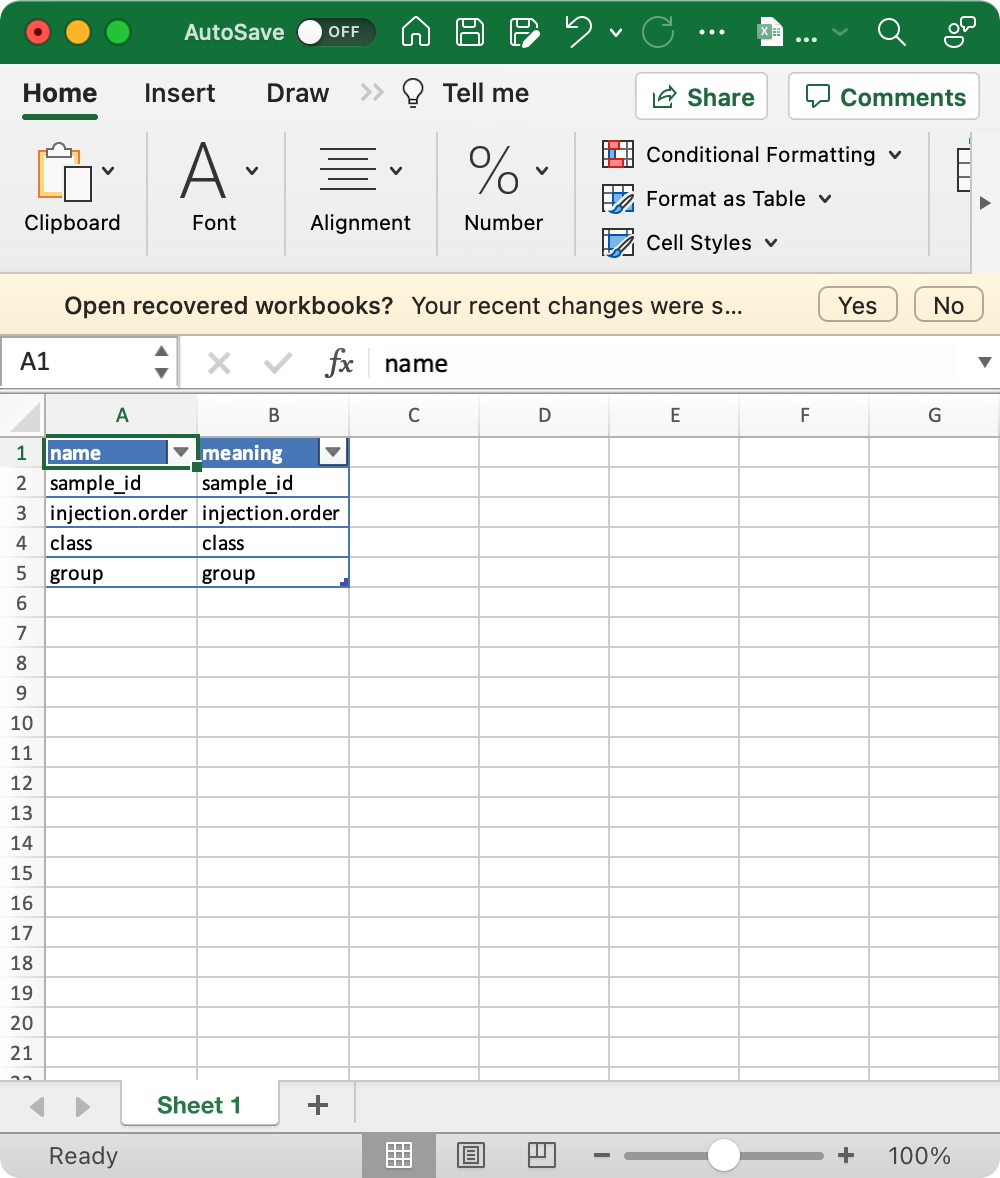 Example sample_info_note metadata table describing sample_info columns.